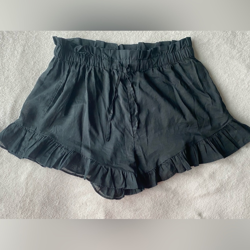 J Crew Cotton voile ruffle beach short black small - Picture 7 of 15
